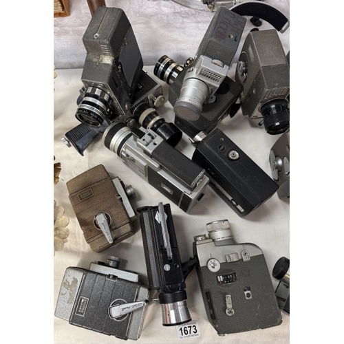 1673 - A large quantity of cine camera's including Cosina, super 8 & GB Bell etc.