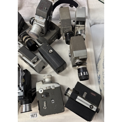 1673 - A large quantity of cine camera's including Cosina, super 8 & GB Bell etc.