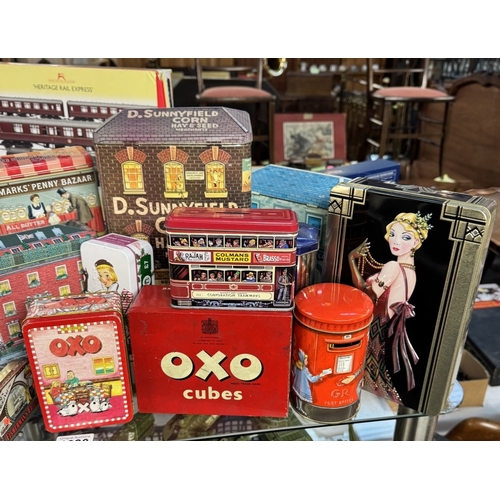 1680 - A selection of vintage collectors tins including 2 with art deco lids