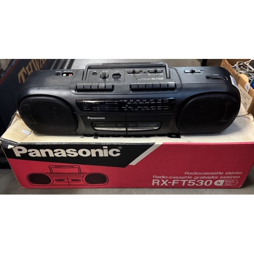 1691 - A boxed retro Panasonic RX-FT530 radio twin cassette stereo