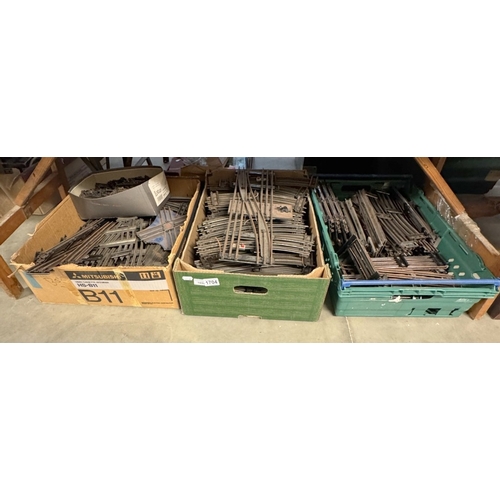 1704 - 3 large boxes of Hornby O gauge 3 rail track including curves, straights & junctions etc