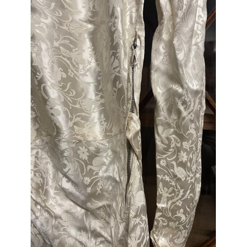 778 - A 1940's wedding dress embossed rayon with train