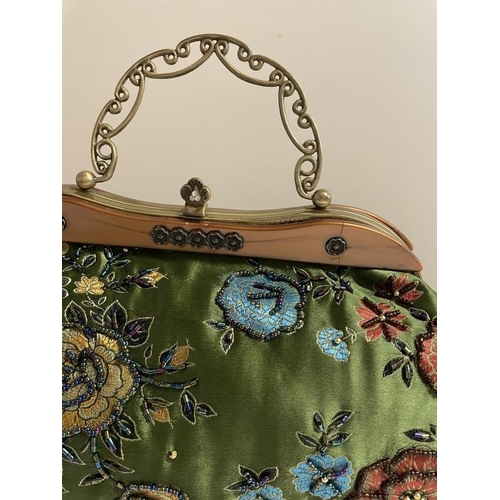 784 - A Love Forever vintage style embroidery & beaded bag