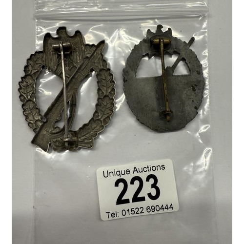 223 - Two German badges - Infantry Assault and Coastal Artillery.