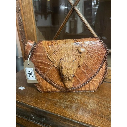 783 - A vintage alligator purse with head & feet A/F (needs attention)