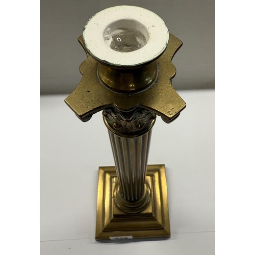 528 - A Victorian brass Hinks Corinthian column oil lamp base