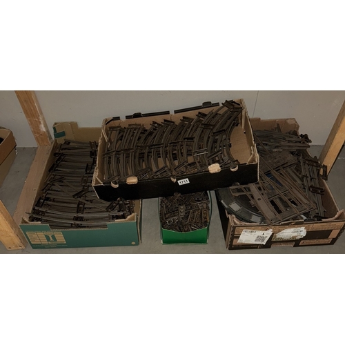 1711 - 3 large boxes of Hornby O gauge track including curves, straights & junctions