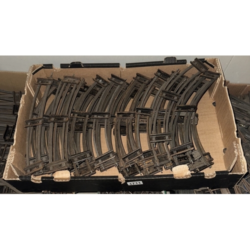 1711 - 3 large boxes of Hornby O gauge track including curves, straights & junctions