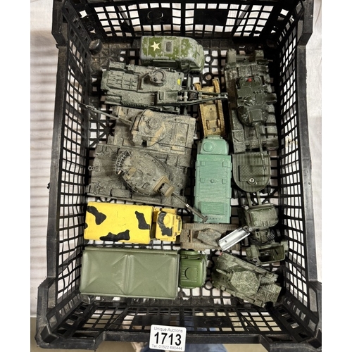 1713 - 2 trays of Corgi military vehicles