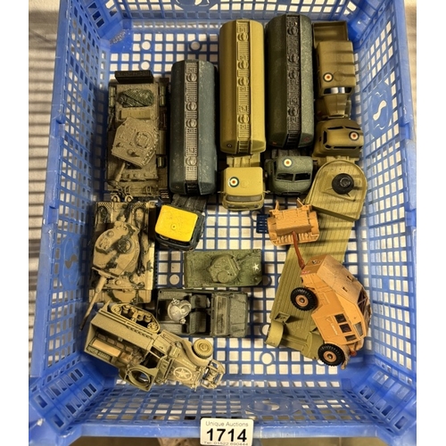 1714 - 2 trays of Corgi military vehicles