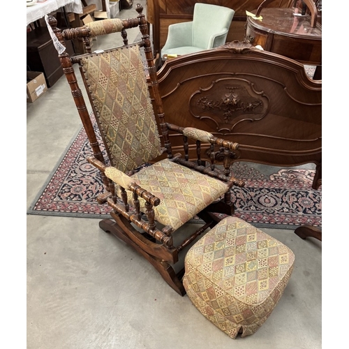 1759 - An American rocking chair with matching foot stool