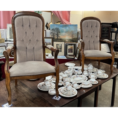 1772 - A pair of mahogany deep buttoned carver chairs