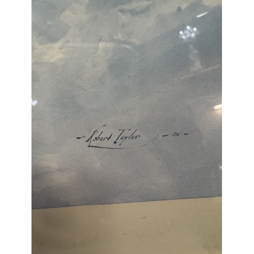 1778 - A framed & glazed signed Robert Taylor print with faded signatures of Douglas Bader & Adolf Galland