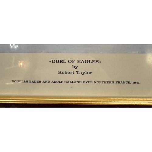 1778 - A framed & glazed signed Robert Taylor print with faded signatures of Douglas Bader & Adolf Galland