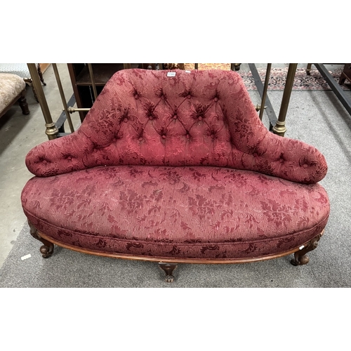 1785 - A 19th century lounge sofa on ball & claw feet with deep buttoned back