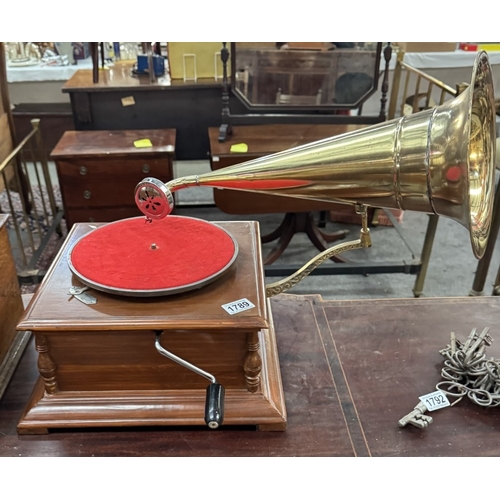 1789 - A horn gramophone with brass horn