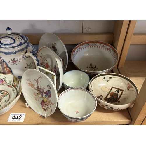 442 - A quantity of early orientcal ceramic dishes etc