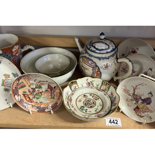 442 - A quantity of early orientcal ceramic dishes etc