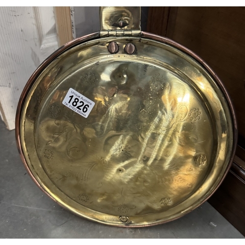 1826 - A Victorian brass and copper bed pan