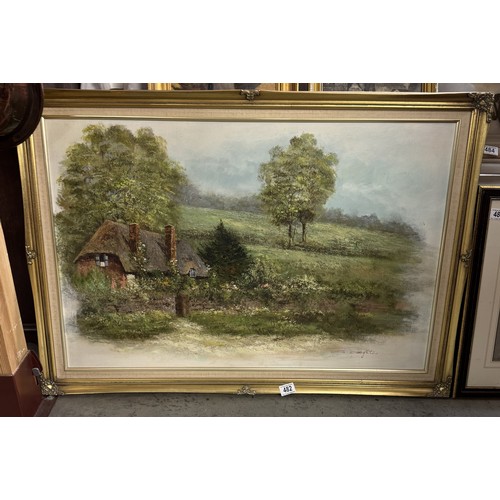 482 - A gilt framed oil on canvas rural scene signed Daughter, image 89 x 60 cm, frame 102 x 74 cm.