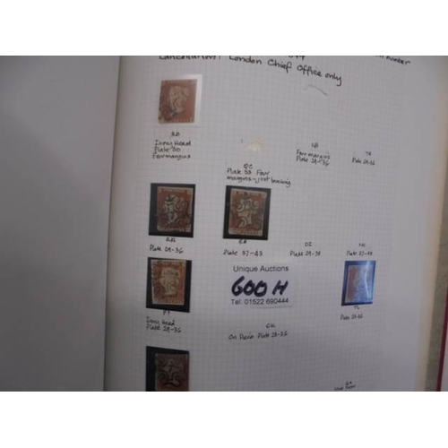 600H - A collection of penny red stamps featuring the Maltese cross with number in centre.