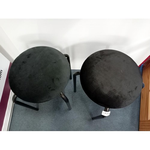 1730A - 2 new stools with black velour seats