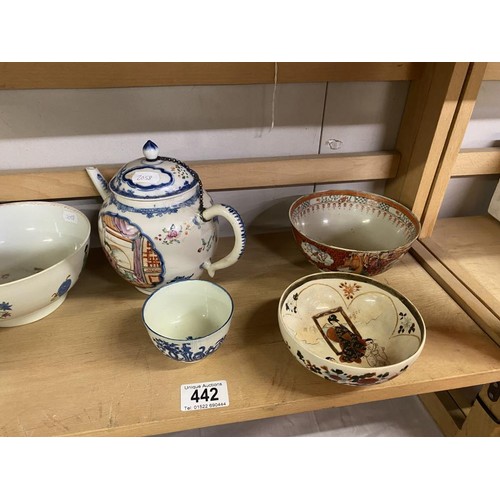 442 - A quantity of early orientcal ceramic dishes etc