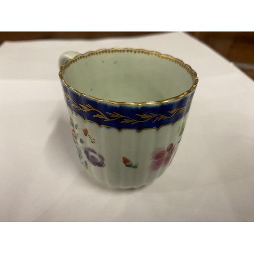 725 - A circa 1780 early Worcester porcelain fluted coffee cup, A lovely first period Worcester fluted por... 