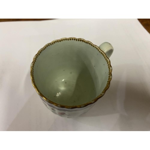 725 - A circa 1780 early Worcester porcelain fluted coffee cup, A lovely first period Worcester fluted por... 