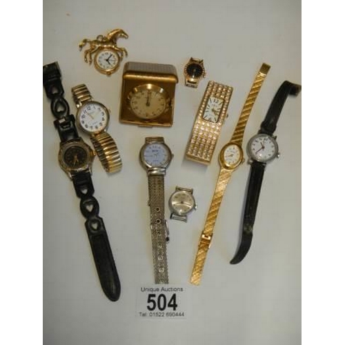 504 - A mixed lot of ladies wrist watches and watch heads for spares or repair.