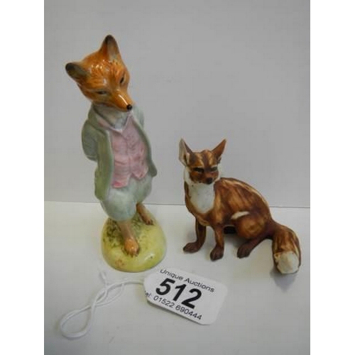 512 - A Royal Albert Beatrix Potter Foxy Whiskered Gentleman C1989 and another fox figure.