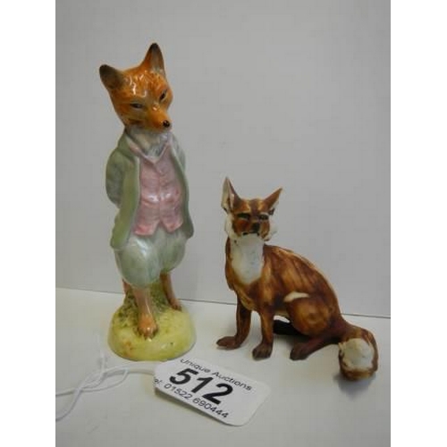 512 - A Royal Albert Beatrix Potter Foxy Whiskered Gentleman C1989 and another fox figure.