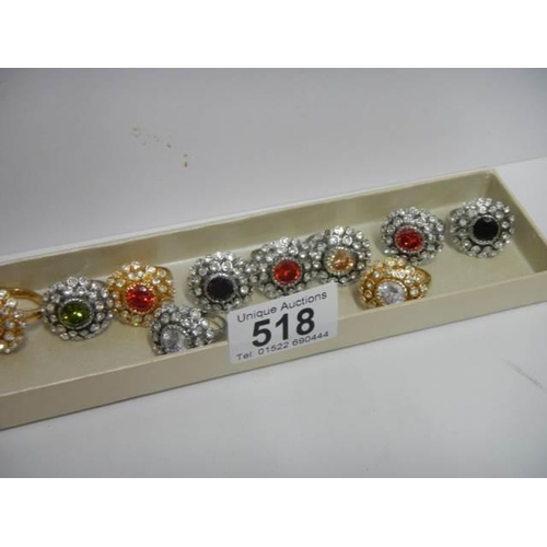 518 - Ten good quality dress rings.