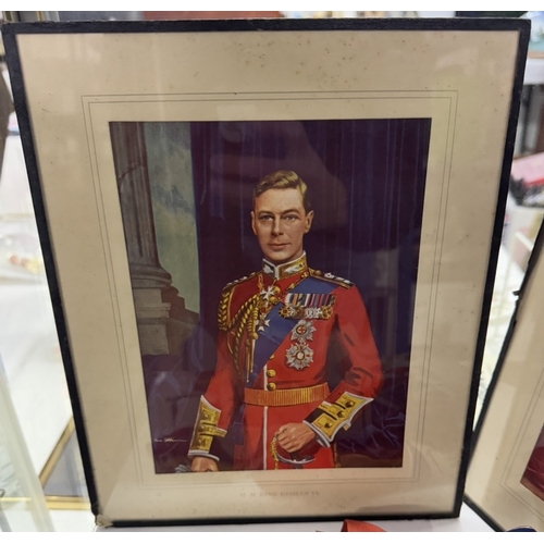 552 - 2 Framed pictures of The Queen Mother & King George, A handkerchief by Mabel Lucie Atwell. Coronatio... 