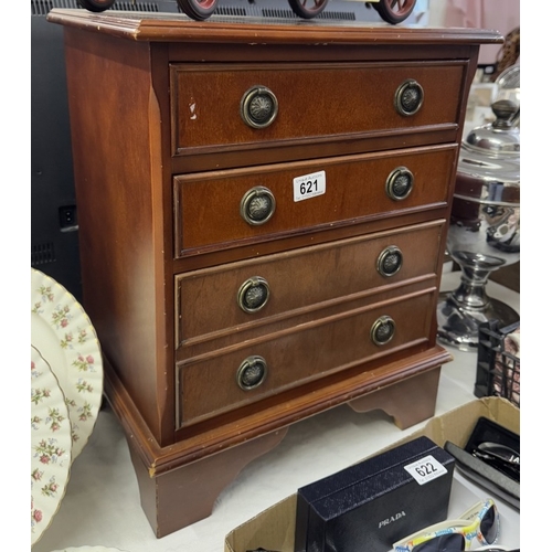 621 - A small mahogany four drawer chest