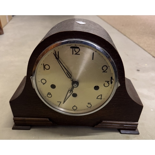 626 - 3 mantle clocks including Napoleon hat style & pendulums etc.