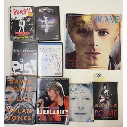 634 - A quantity of music books & DVDs including David Bowie related