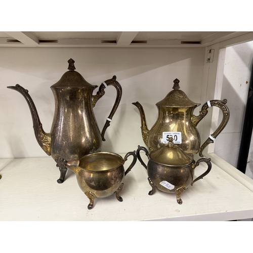 570 - A 4 piece vintage silver plate tea / coffee set