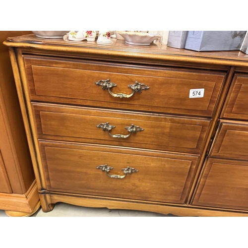 574 - A dark wood side by side 6 drawer chest