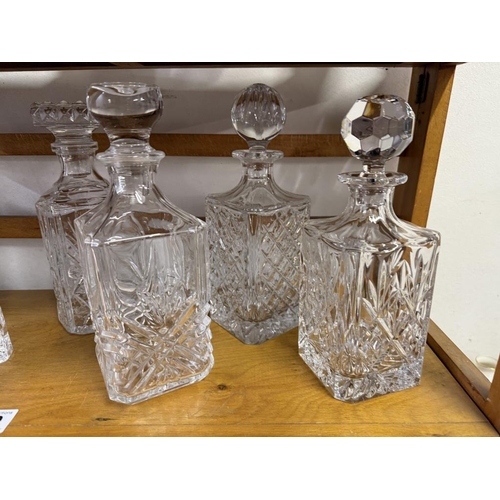 579 - 6 Glass decanters including Royal Crystal Rock