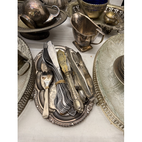 598 - A large selection of metalware including silver plate, stainless steel etc