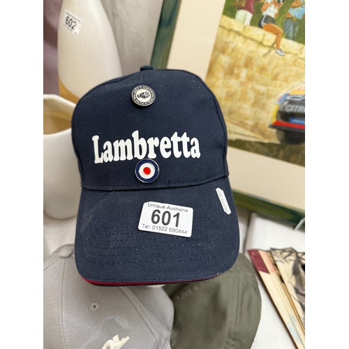 601 - 2 Lambretta caps & 1 Vesta cap