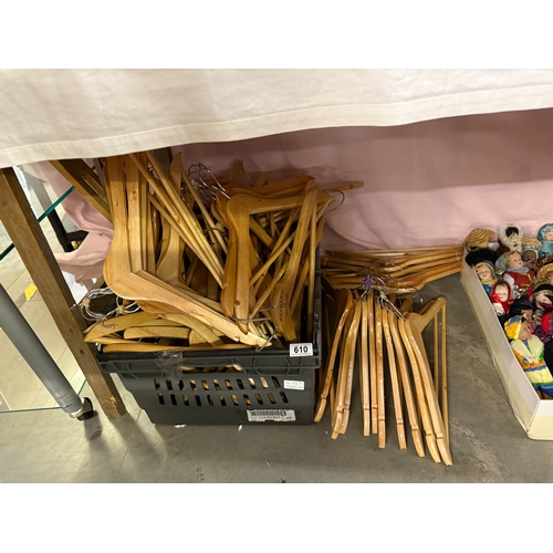 610 - A large lot of shop display wooden coat hangers