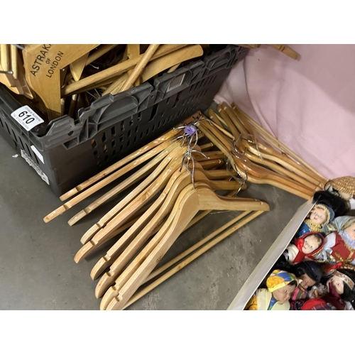 610 - A large lot of shop display wooden coat hangers