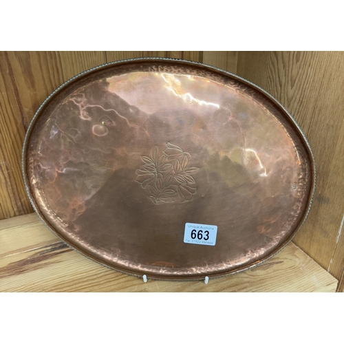 663 - A copper tray.