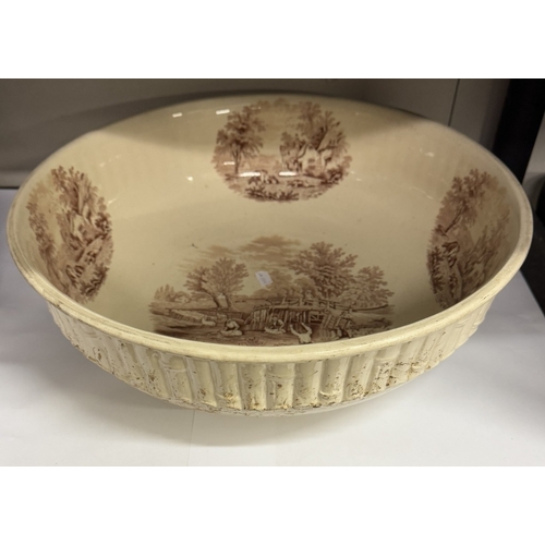 686 - A large Victorian pre 1881 wash basin with diamond lozenge mark to base