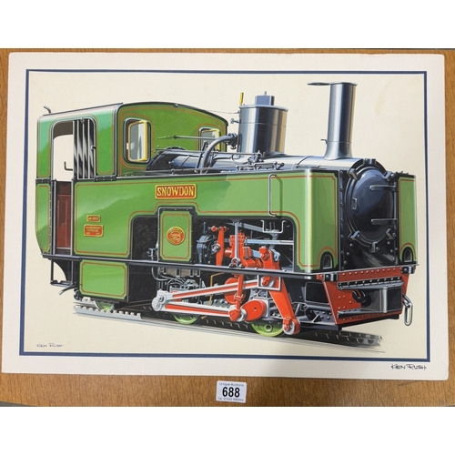 688 - A Snowdon mountain railway engine (1896) artwork by Ken Rush for the book of Fantastic Machines