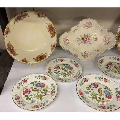 701 - A quantity of Royal Stafford bird of paradise tea plates etc. including Royal Albert Old Country Ros... 