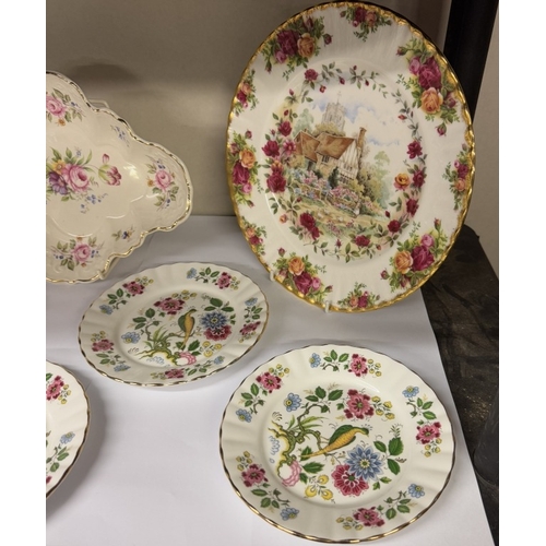 701 - A quantity of Royal Stafford bird of paradise tea plates etc. including Royal Albert Old Country Ros... 