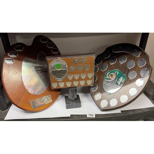 703 - 3 large flower show trophy shields